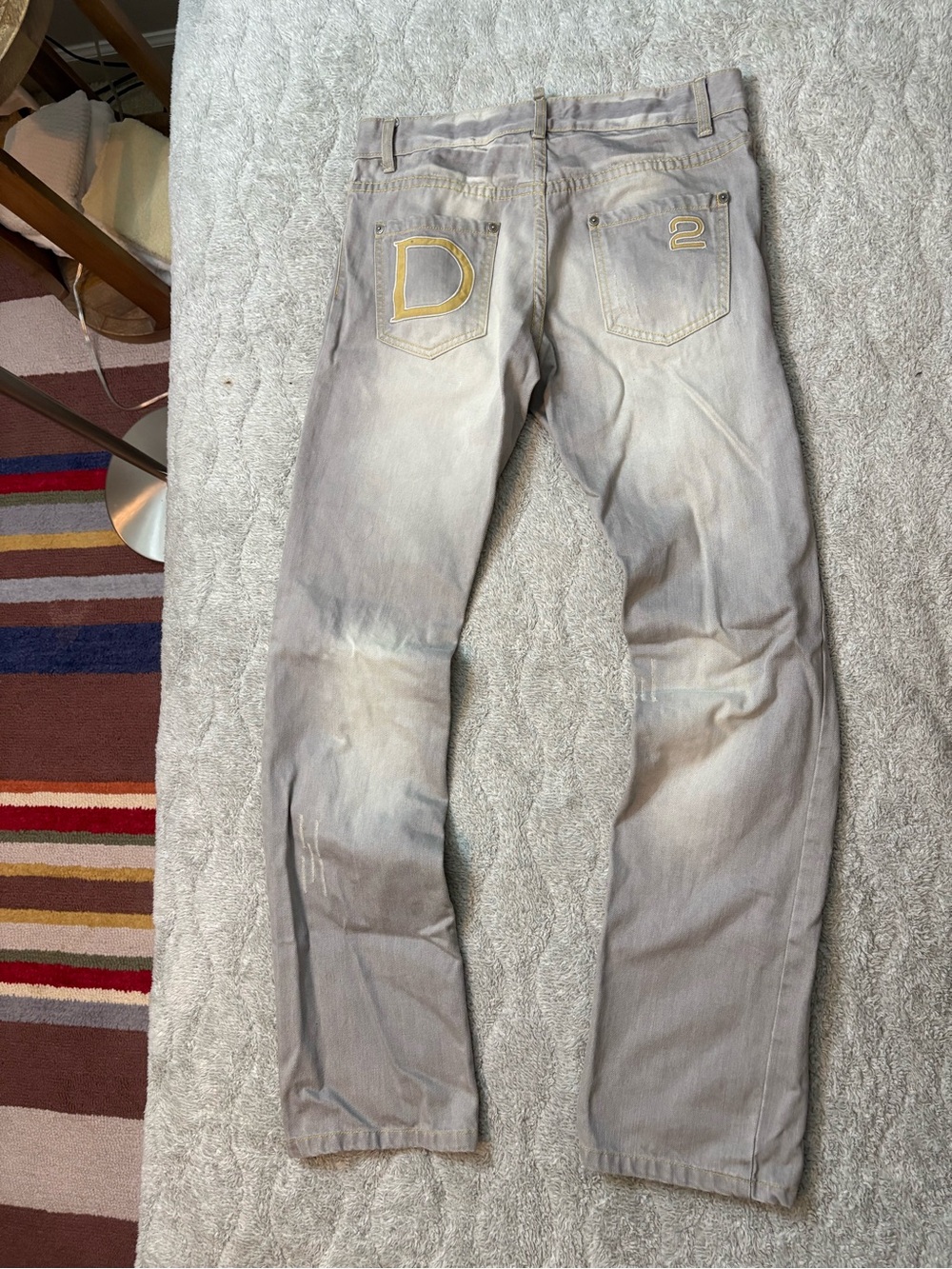 SS2001 Rare DSQUARED Embroidered Logo Straight Jeans
